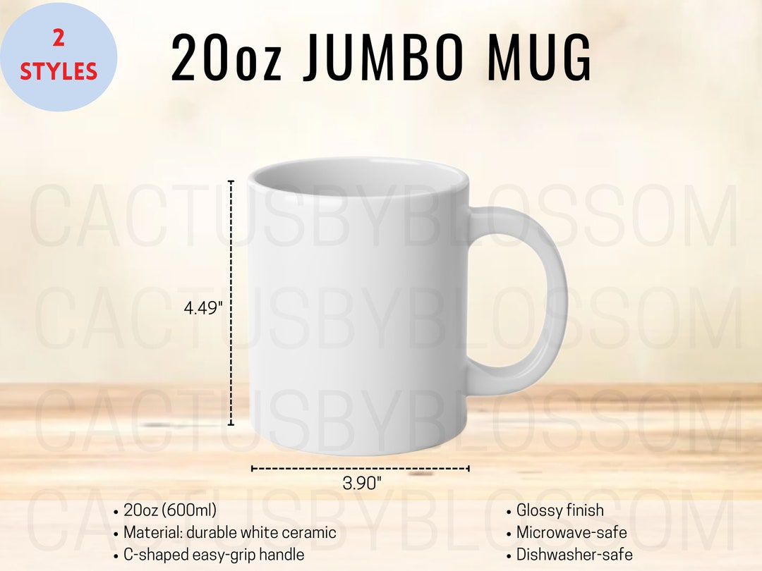 2 Size Chart 20oz Jumbo Mug Mockup Chart Coffee Cup Sizing Chart Etsy