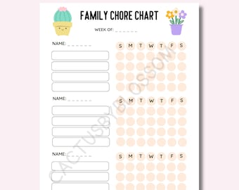 Chore Chart for Family Daily Tasks for Kids Chore Chart Weekly Task for Routine Responsibilities Fun Task Checklist for Chore Chart for kids