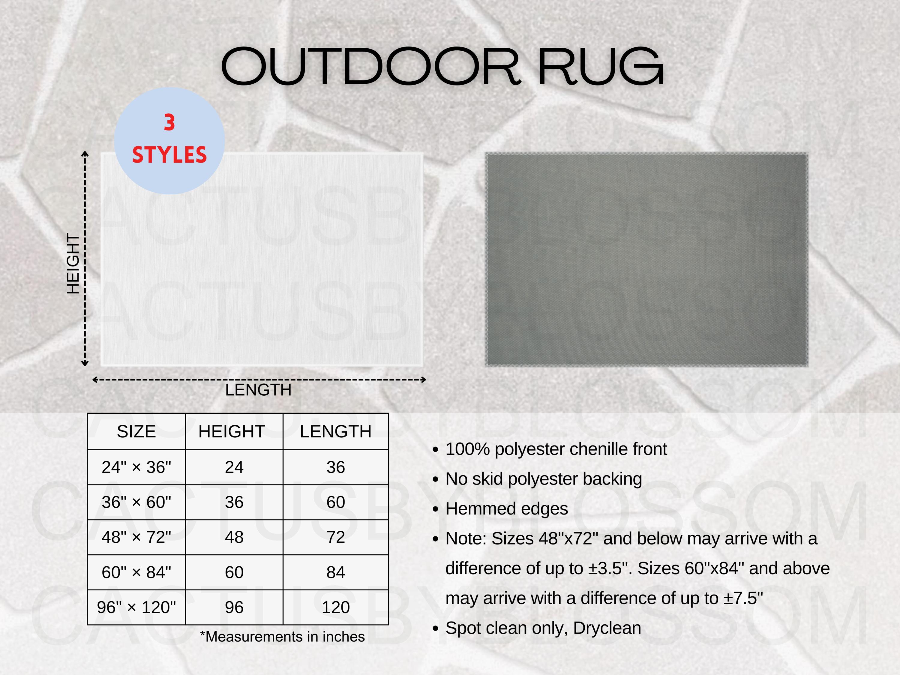 Small Rug Sizing Chart 3 Size Chart Outdoor Rug Mockup Sizing All-over-print Etsy Mockup ...