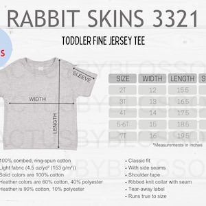 2 Size Chart Rabbit Skins 3321 mockup Etsy tool Toddler Fine Jersey Tee Size Chart Etsy mockup 2T-7T Toddler short sleeve etsy new seller