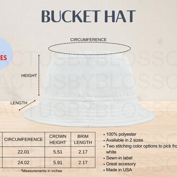 2 Size Chart Bucket Hat mockup Size Chart Etsy mock up AOP Printify mockup etsy new seller listing All over Print POD Print on Demand etsy