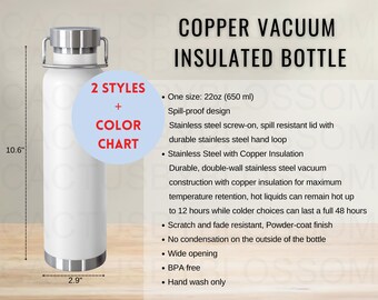 BUNDLE Color Chart Size Chart 22 oz Copper Vacuum Insulated Bottle Mockup chart Sizing Chart Etsy Listing tool Mockup Etsy Tool Printify new
