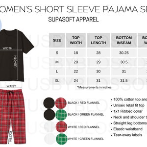 2 Größentabelle Farbtabelle Supasoft Apparel Mockup chart Damen Kurzarm Pyjama Set Sizing Chart Größe S-XL Etsy Mockup