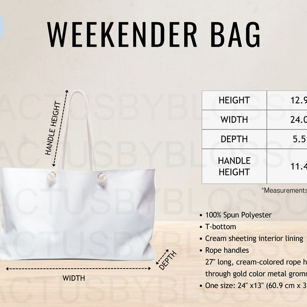 2 Size Chart Weekender Bag mockup Etsy tool Polyester weekend Bag Size Chart Etsy mock up weekend bag printify mock etsy new seller listing