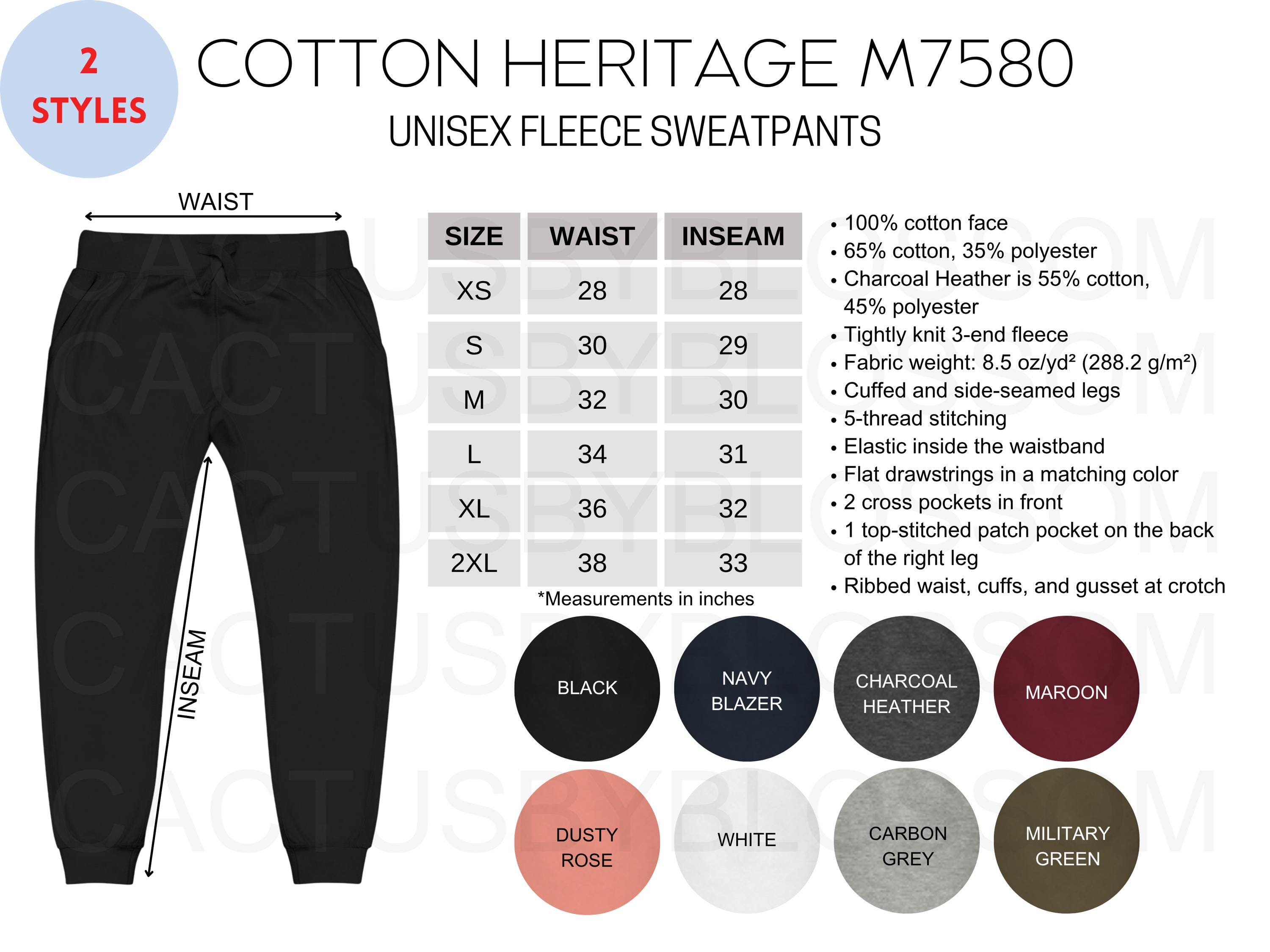 2 Size Chart Color Chart Cotton Heritage M7580 Mockup Chart Unisex