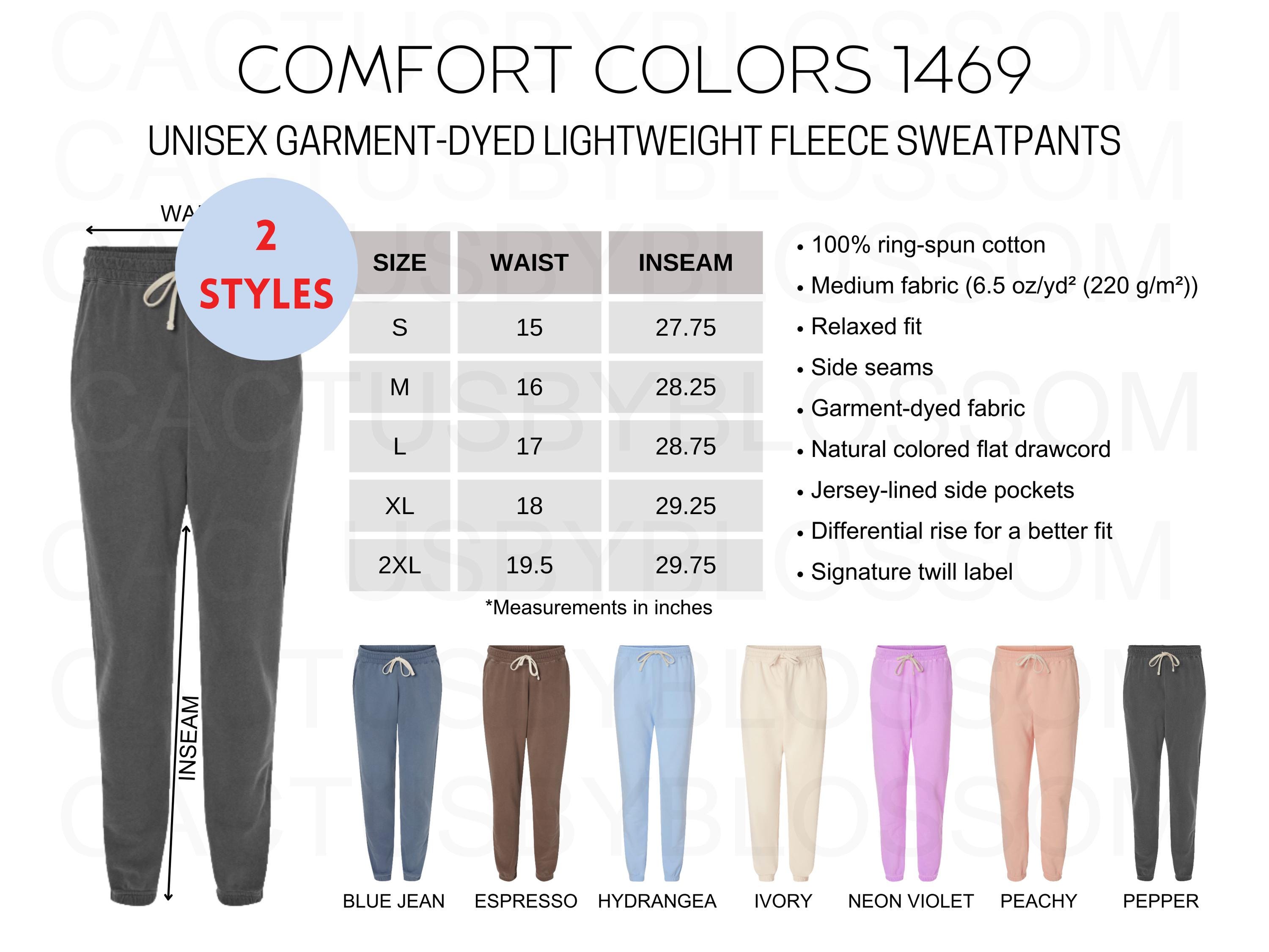 2 Size Chart Comfort Colors 1469 Mockup Chart Unisex Garment-dyed