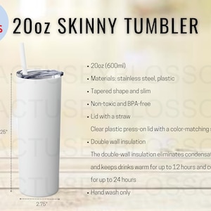 3 Size Chart 20 oz Skinny Tumbler with Straw Mockup chart Sizing Chart Etsy Listing tool Mockup Etsy Tool Tumbler Printify Mockup New Seller