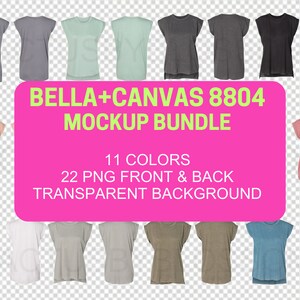 Color Chart DIY Chart Bella + Canvas 8804 maqueta Mujer Flowy Rolled Cuffs Muscle Tee Etsy maqueta S-2XL 11 colores frente atrás nuevo vendedor