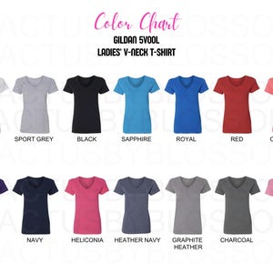 Maqueta de la carta de colores Gildan 5V00L, herramienta de maqueta, camiseta de cuello en V para mujer, 14 colores, maqueta de Etsy, camiseta de manga corta Printify, 14 colores, camiseta para mujer