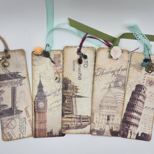 Vintage Retro Style European Themed Bookmarks with Charms