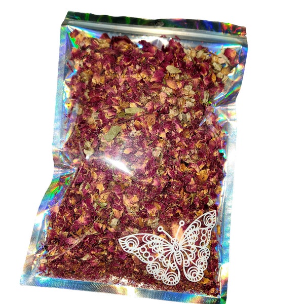 Natural Dried Red Rose Petals & Buds - Fragrant Potpourri Mix, Home Decor, Relaxing Bath Accents