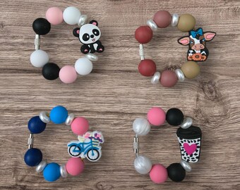 Beaded Tumbler Cup / Bag / Luggage Charm Silcone Focal Beads Pick Design Stanley Gift