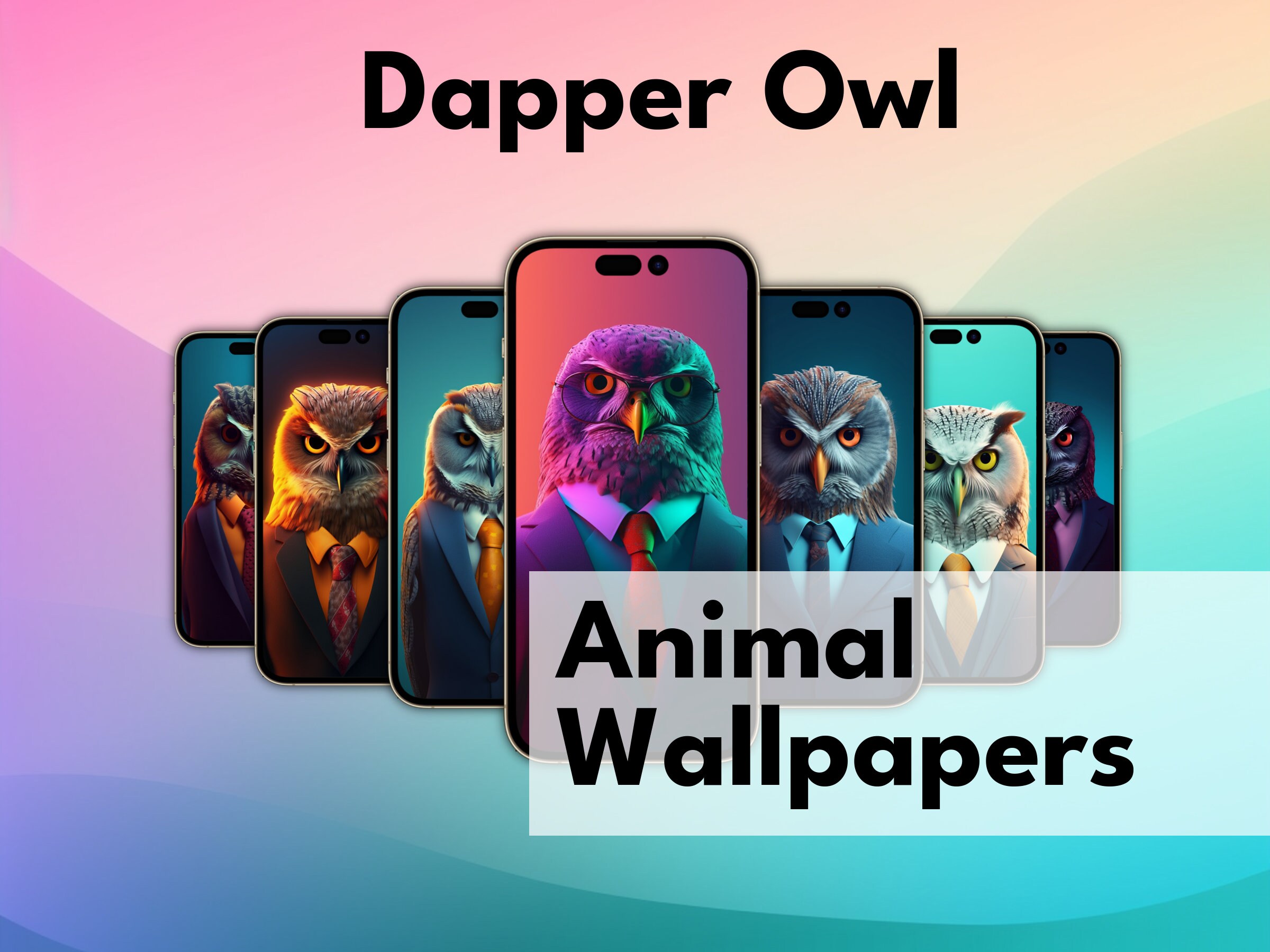 Dapper Owl Collection: 7 AI-Generated Wallpapers for iPhone