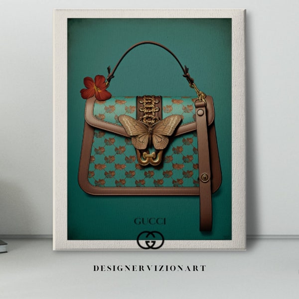 Designer Art, Gucci Bag n.4, Poster di moda di lusso, Download digitale, Arte della parete di design estetico, Dormitorio e arredamento per la casa