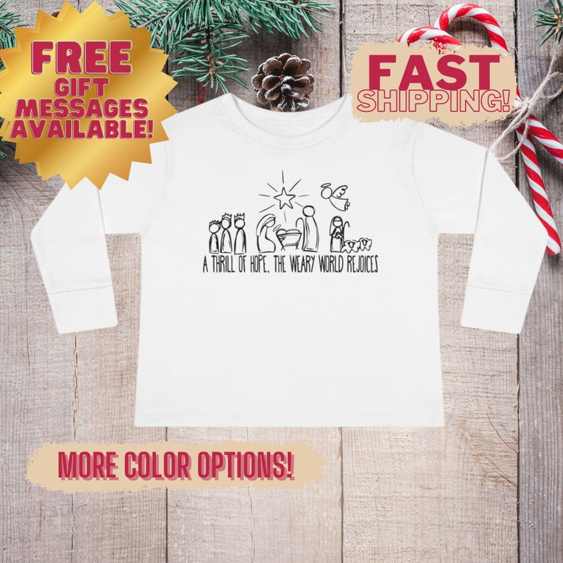 A Thrill of Hope Nativity Shirt for Kids, Toddler Christian Christmas