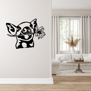 Pig with Flower Metal Sign