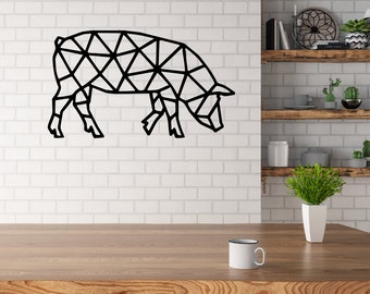 Geometric Pig Metal Sign