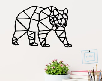 Geometric Bear Metal Sign