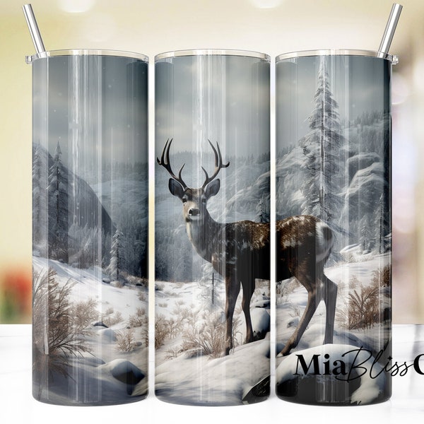 MULE DEER HUNTING 20oz Skinny Tumbler Sublimation Designs - Straight & Tapered Skinny Wraps for Tumblers Png