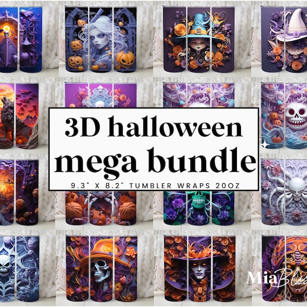 150+ 3D Halloween Designs Bundle 20 oz Skinny Tumbler Sublimation Design, Digital Download, Straight & Tapered Tumbler Wrap PNG