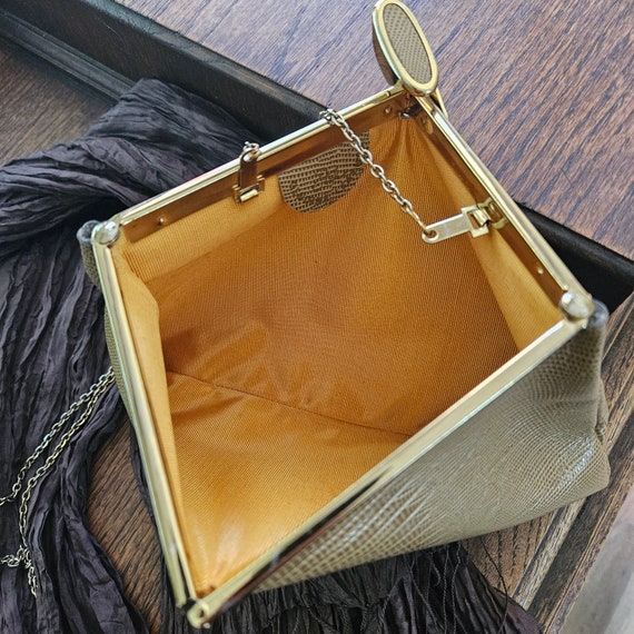 VTG "Snakeskin" Embossed Leather Evening Bag with… - image 5