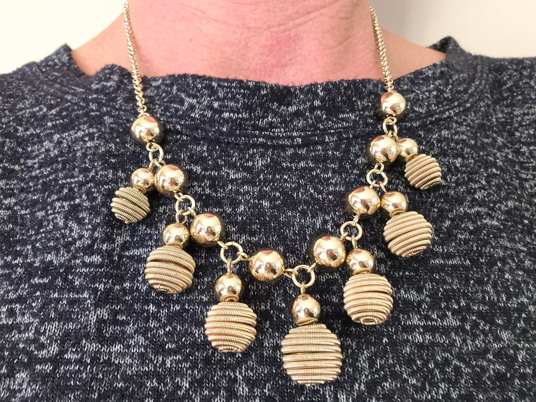 Vintage Marked Roman Company Gold Tone Bubble Charm Necklace Etsy