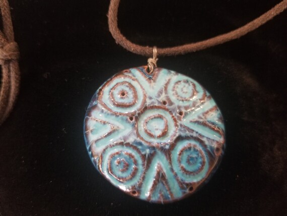 Blue Handmade Clay Pendant from Italy - image 3