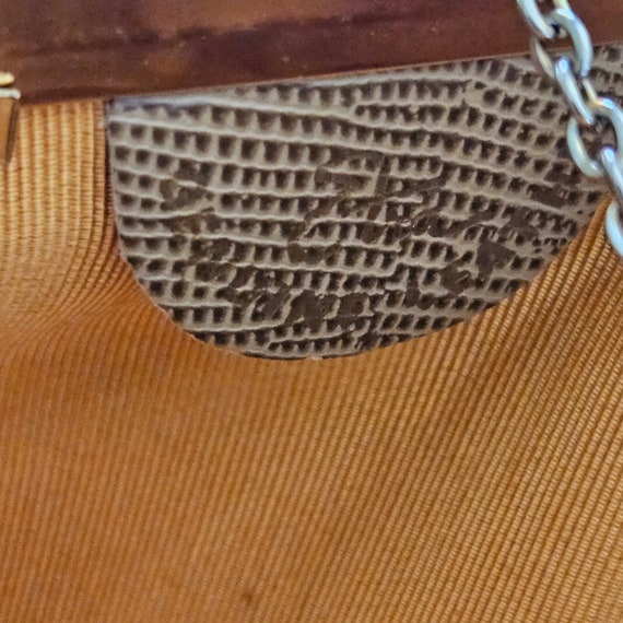 VTG "Snakeskin" Embossed Leather Evening Bag with… - image 2