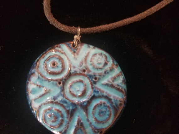 Blue Handmade Clay Pendant from Italy - image 6