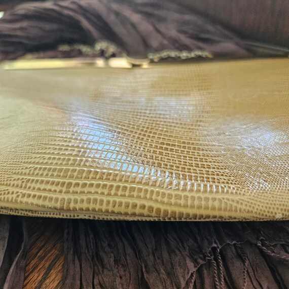 VTG "Snakeskin" Embossed Leather Evening Bag with… - image 3