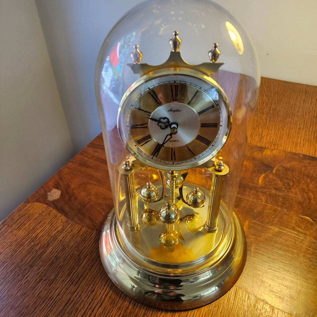 Glass Dome Anniversary Clock by Angelusmade in West Germany 1970s80's