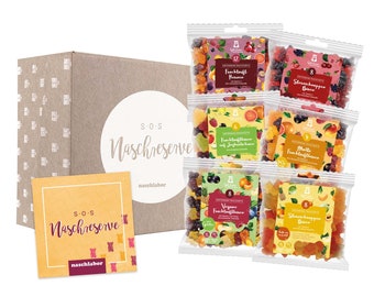 naschlabor | SOS Naschreserve | Nervennahrung Geschenk für Büro oder Homeoffice | Fruchtgummi Survival Box mit Vitamin C