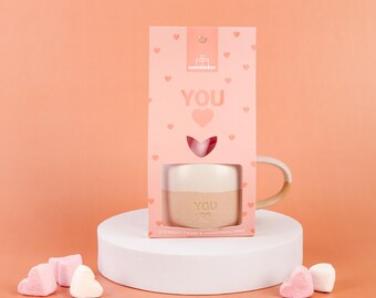 Geschenkset Marshmallow Tasse You- Festliche Keramiktasse mit Marshmallows | Süßes Weihnachtsgeschenk für Familie & Freunde