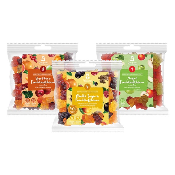 3er-Set Fruchtsaftbären Winter Stärkung | Fruchtiger Mix für die Weihnachtszeit | Gummibärchen Mix | Naschpaket mit Fruchtsaft und Vitaminen