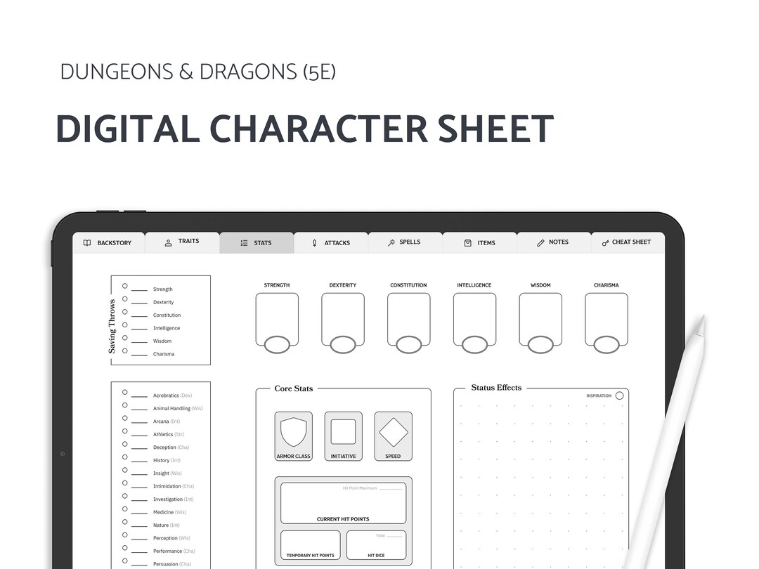 Digital D D Character Sheet And Character Journal For Dragons Etsy