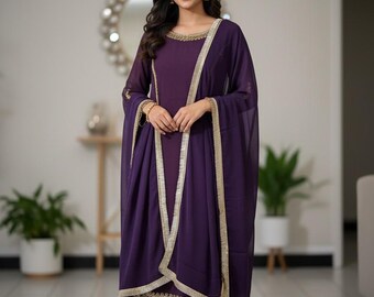 Fioletowy kostium Salwar Kameez dla kobiet