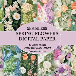 Lentebloemen Medley, lentebloemige papieren, bloemen digitaal papier-naadloos - perfect voor doe-het-zelf-projecten, commercieel gebruik toegestaan