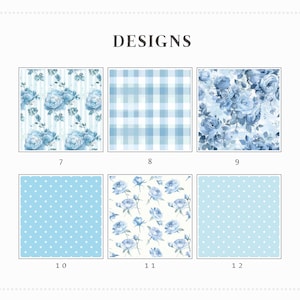Vintage Blue Rose Digital Paper: Shabby Chic Floral Patterns (Digital Download) image 3