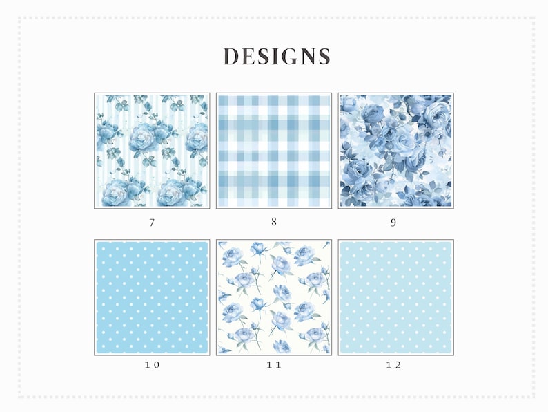 Vintage Blue Rose Digital Paper: Shabby Chic Floral Patterns (Digital Download) image 3