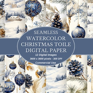 Weihnachten Toile Digital Papier, Indigo und Weiß Toile nahtlose Digital Papier, bedruckbares digitales Papier, kommerzielle Nutzung erlaubt