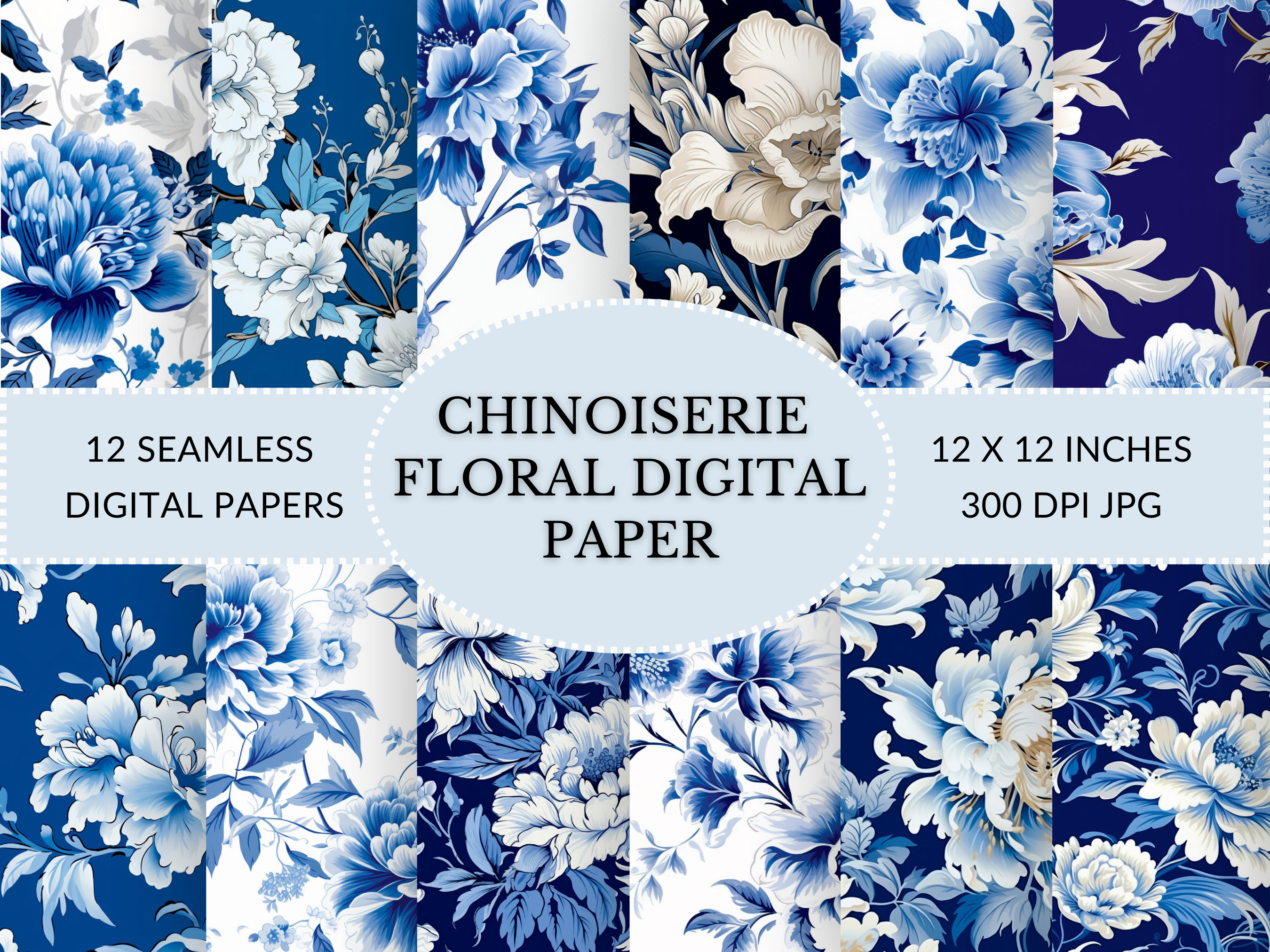Chinoiserie Digital Paper, Oriental Digital Paper, French Inspired ...
