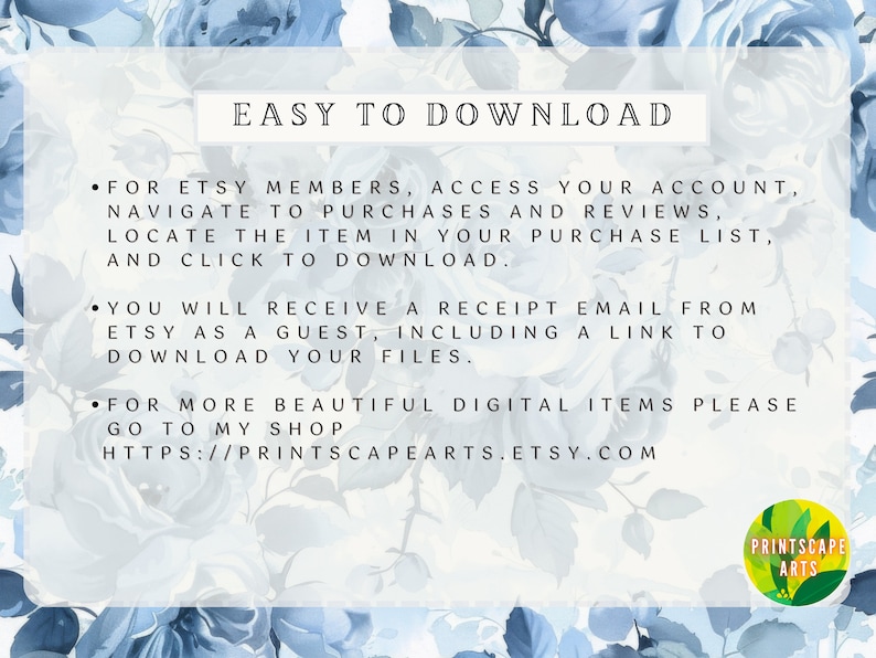 Vintage Blue Rose Digital Paper: Shabby Chic Floral Patterns (Digital Download) image 8