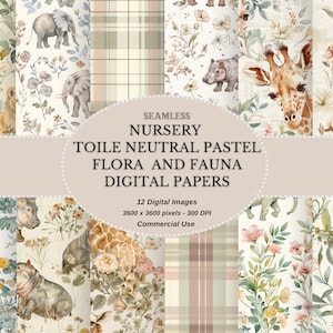 Carte digitali per nursery ispirate a TOILE, toni neutri shabby chic per bambini, carta digitale stampabile per bambini, album di ritagli, diari spazzatura