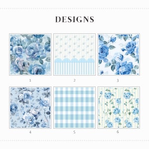 Vintage Blue Rose Digital Paper: Shabby Chic Floral Patterns (Digital Download) image 2