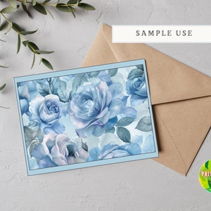 Vintage Blue Rose Digital Paper: Shabby Chic Floral Patterns (Digital Download) image 7