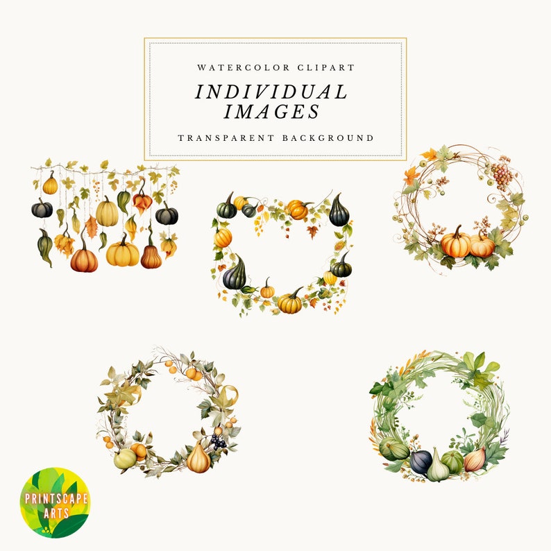 Autumn Harvest Clipart, Fall Watercolor Clipart, Autumn Harvest Clipart Collection, Autumn Harvest Clipart Bundle in PNG format image 6