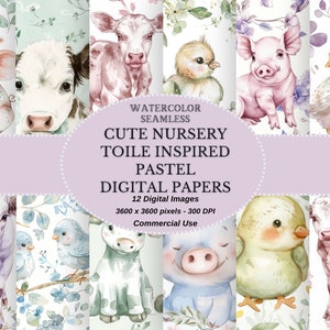TOILE inspiriert Pastell niedlich Kinderzimmer digitale Papiere - Shabby Chic Pastell Baby druckbare digitale Papier Scrapbook Papier Junk Journal Papiere