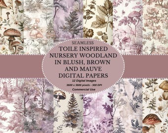 Woodland Nursery Digital Paper: Toile Shabby Chic (Digital Download)