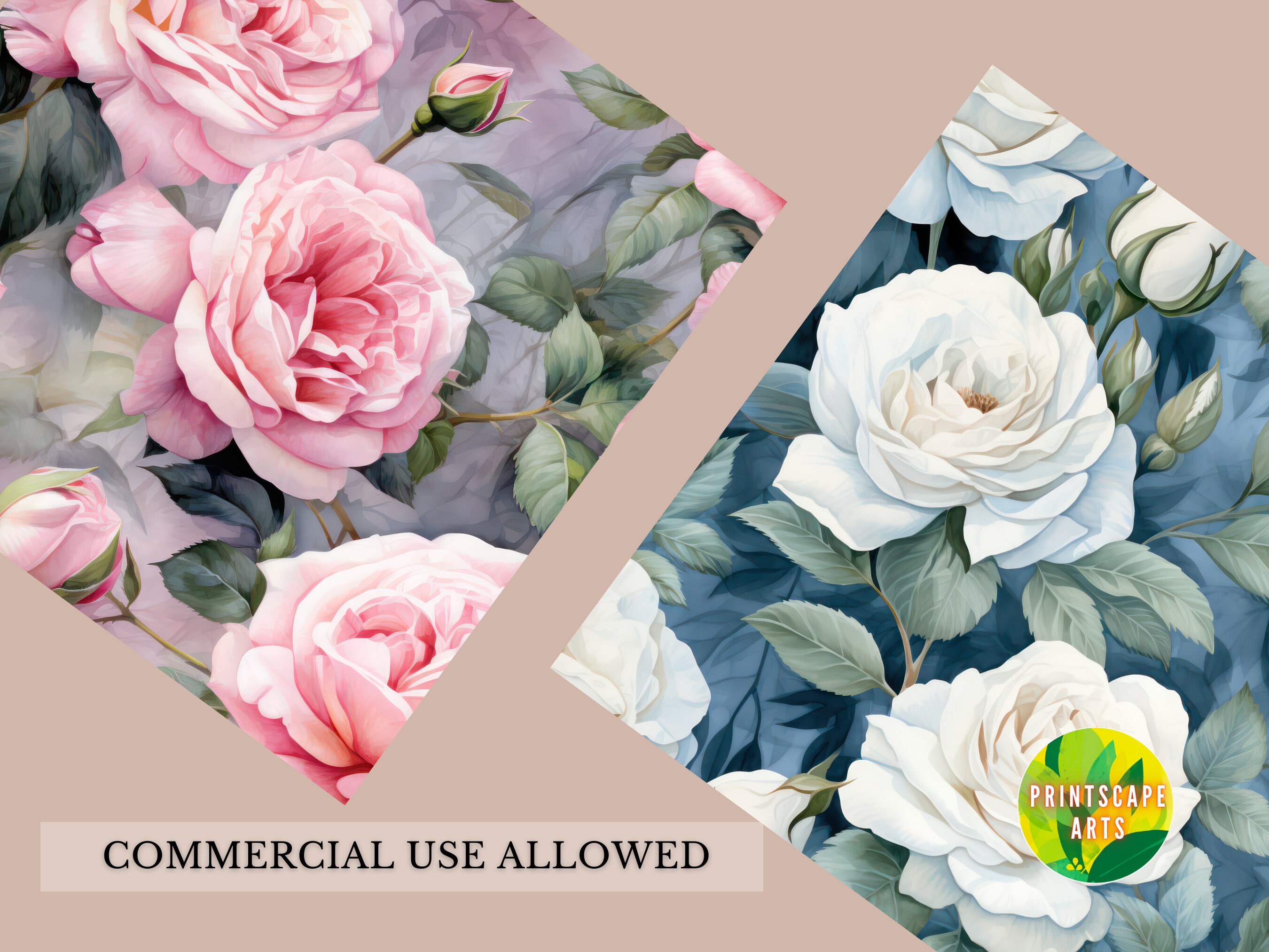 Vintage Rose Digital Paper: Damask Watercolor Floral (JPEG) - Etsy