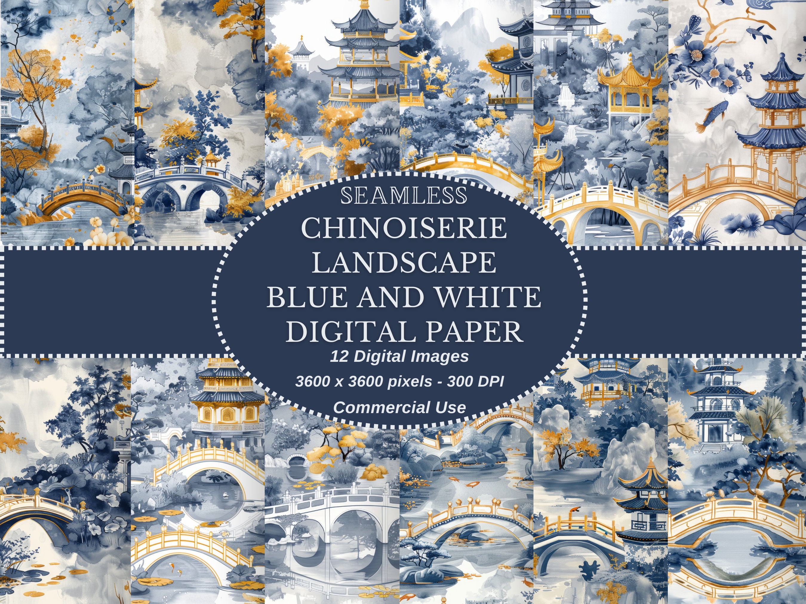 Chinoiserie Digital Paper, Oriental Digital Paper, French Inspired ...